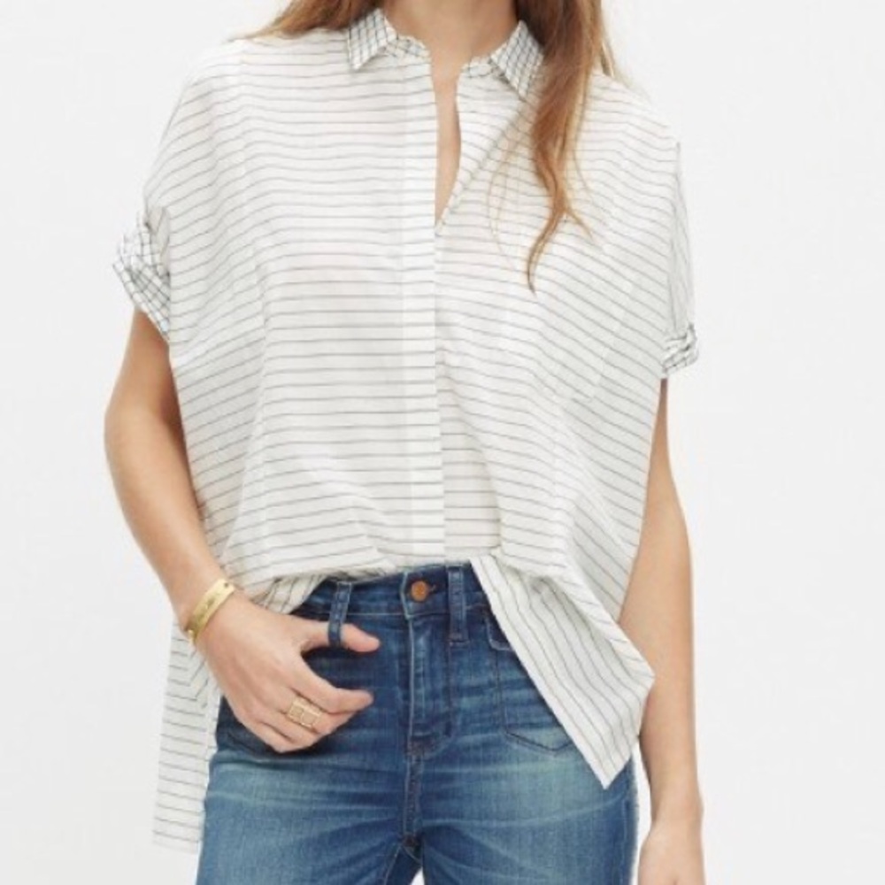 Madewell Grid Mix Short Sleeve Top